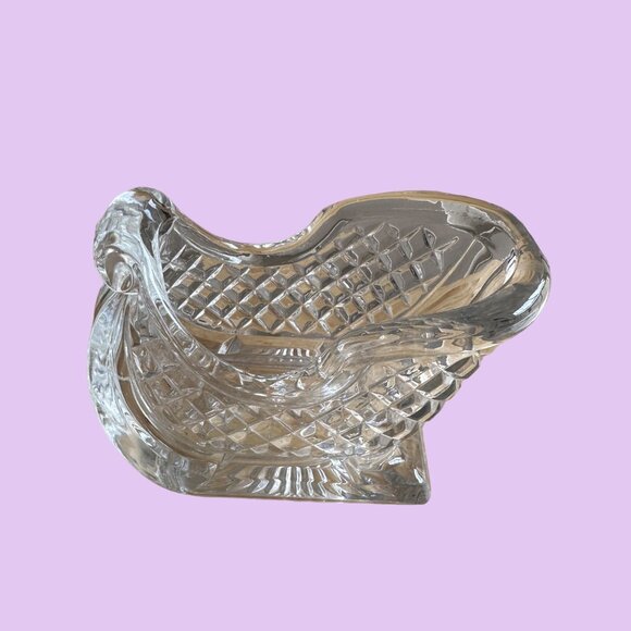 90S Vintage Lead Crystal Decorative Christmas Sleigh Candy Vase - Picture 4 of 9